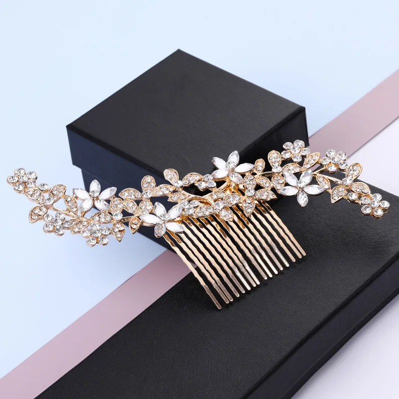 New Design Wedding Crystal Hair Comb Flower Shape Bridal Long Hair Comb Party Jewelry