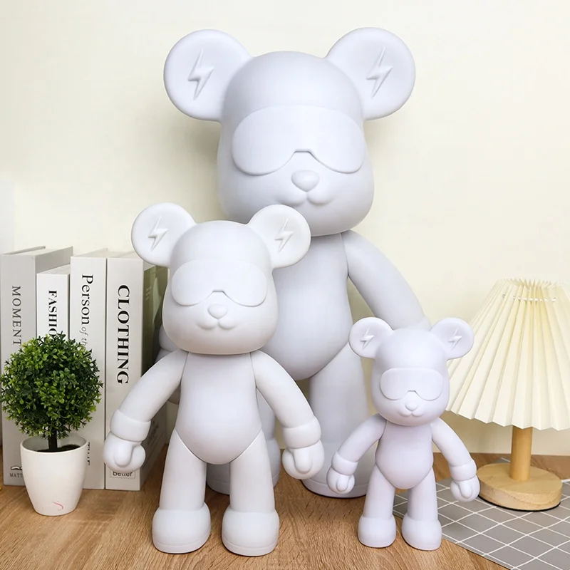 DIY Кролик в форме сердца медведи плавные белые наливные модели животных с очками молнии