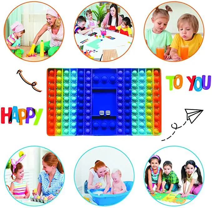 Push bubble Silicone Chess Chessboard Fidget Toy Bubble Sensory Game dice