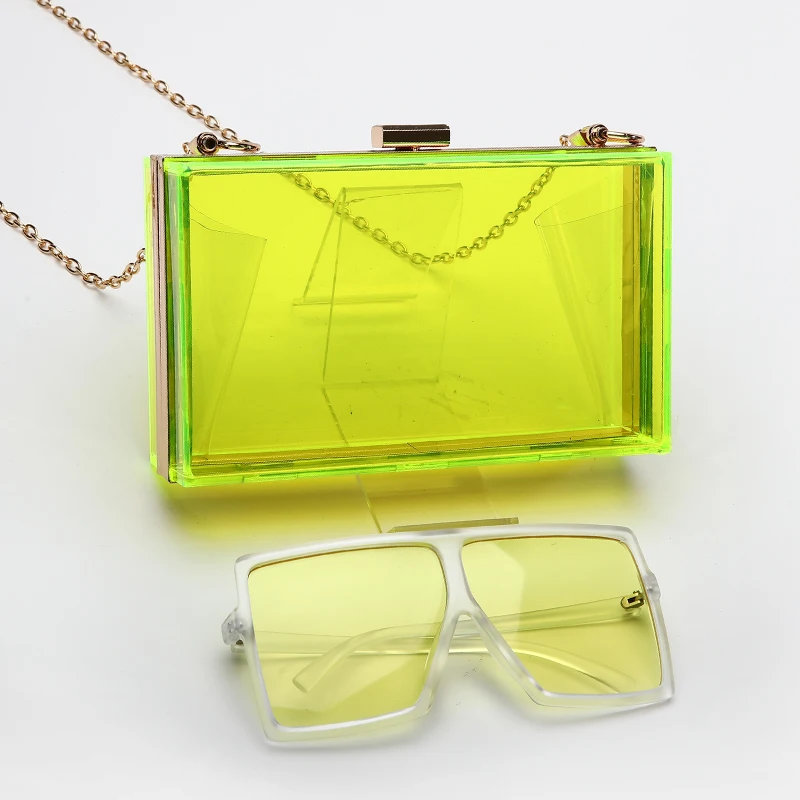 Wholesale Trendy Party Acrylic Transparent Bag Acrylic Colorful Evening Bag Clear Box Clutch