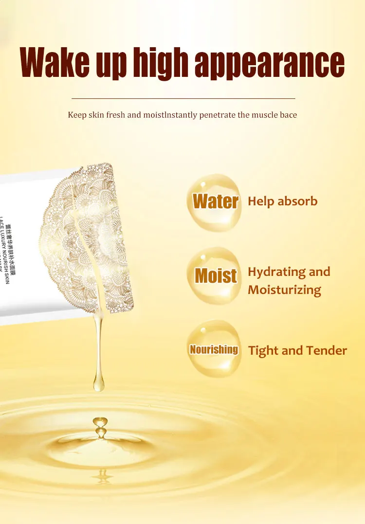 PUQIANNA Direct Manufacturer Lace material Luxury Hyaluronic acid face skin care deep moisturizing Whitening women facial mask