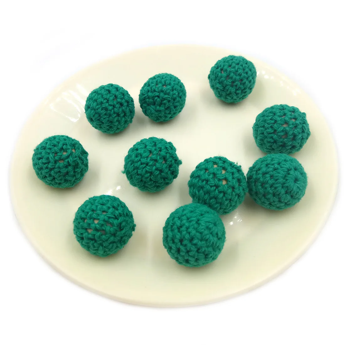 16mm Wooden Beads Hand Hook Small Ball Hook Flower Ball Wool Round Wooden Bead Cotton Thread Ball Baby Teething Jewelry