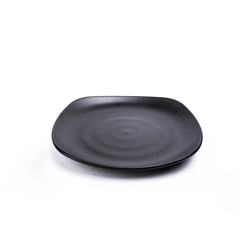 
Top Quality Promotional Custom Modern Black Plastic Dinner Plates Restaurant Ware 