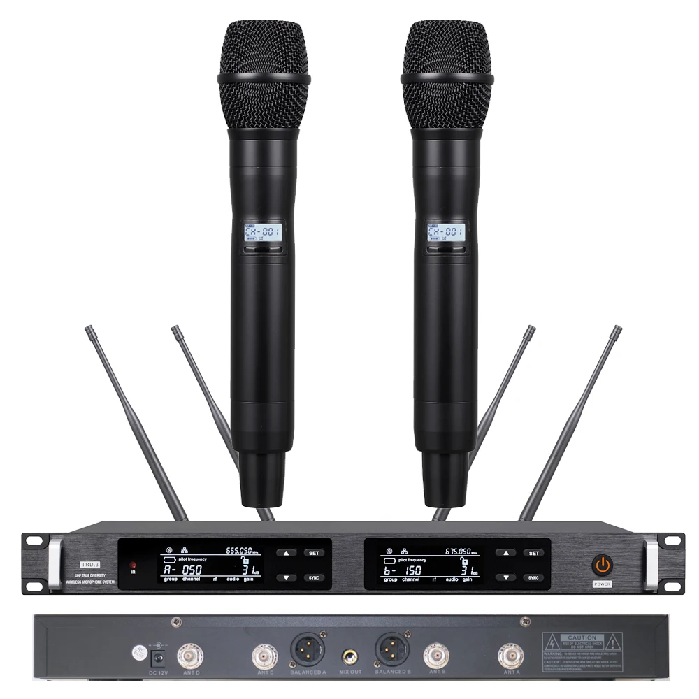 Hot Sale High-End UR24D UHF True Diversity Dual Beta87 Handheld Mic Digital Wireless Karaoke Microphone System 300CH 500M Range