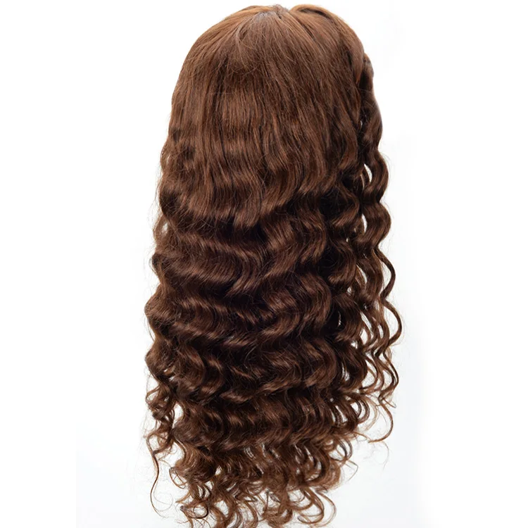 wholesale wig vendor custom women mono lace human remy brown curly hair replacement system wigs