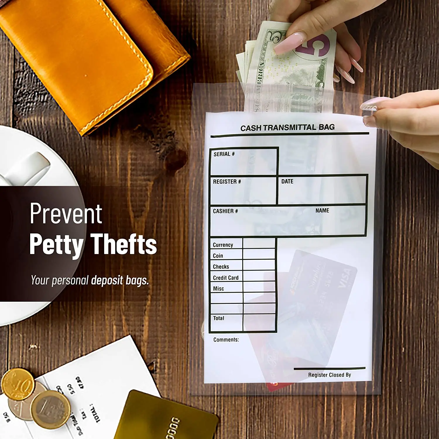 Bank Deposit Bags Extra Strength Tamper Evident Deposit Bags- Self Adhesive Seal Clear Plastic Poly Transmittal Bags