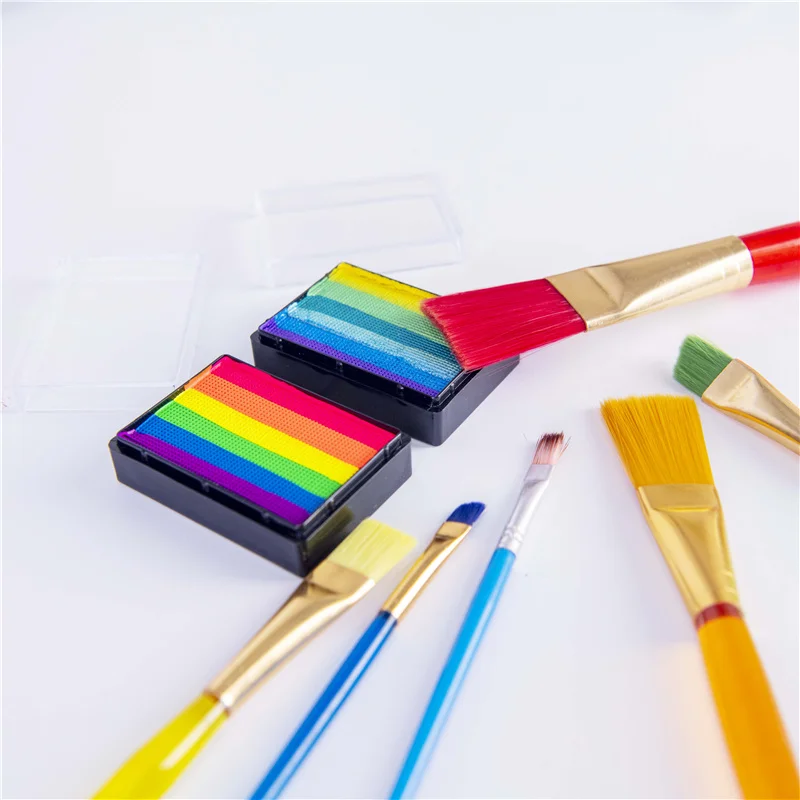 Water Activated Football Cheering World Cup Body Art Face Painting Rainbow Split Cake