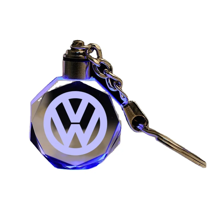 Дешевый, сделанный на заказ, 3d лазерная гравировка, светодиодный светильник, логотип автомобиля, Хрустальный брелок для подарков