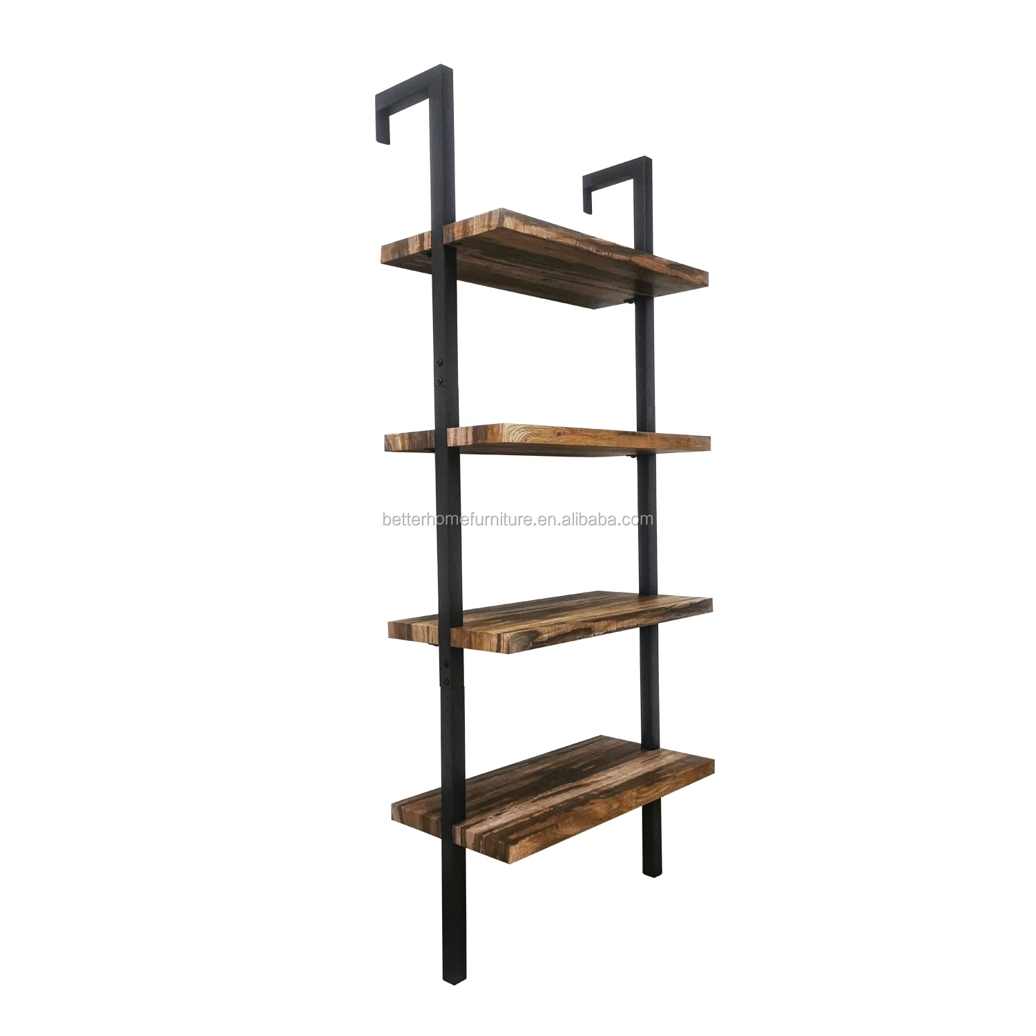 
ZJH портативный современный дизайн шкаф настенный кронштейн для телевизора 4 Яруса Промышленные Металлические деревянная лестница книжная полка для гостиной 