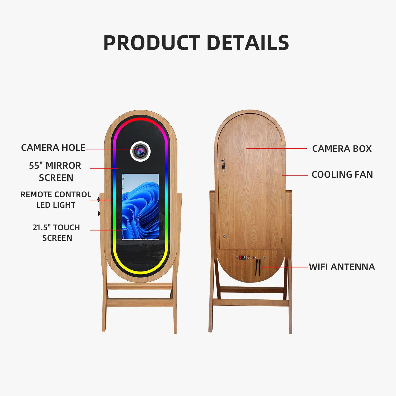 Best Wooden Mirror Photo Booth  DSLR Camera Printer Photobooth Machine Selfie Touch Screen Digital Wood