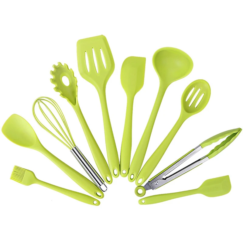 soft spatula silicone kitchen cooking tools kitchenware utensils set 12 pcs with wooden handle