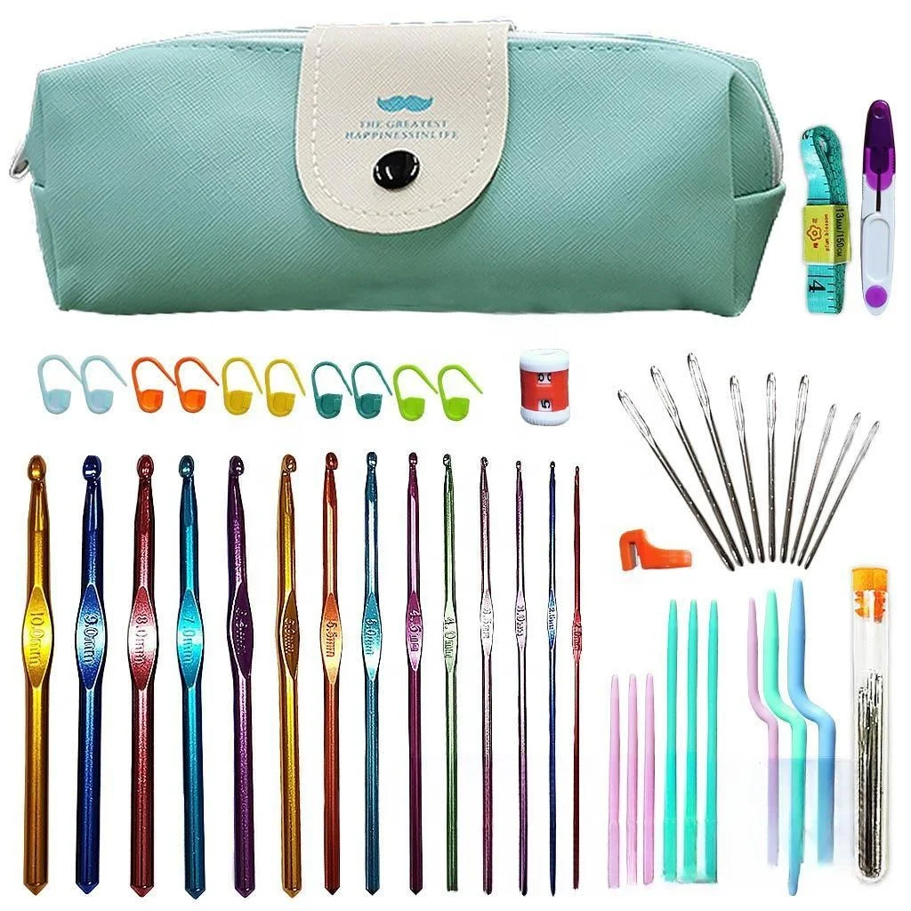 SUXI-006 Multi color 2-10mm aluminum crochet hook set knitting needles hook for crochet yarn sewing tools for DIY Crafts