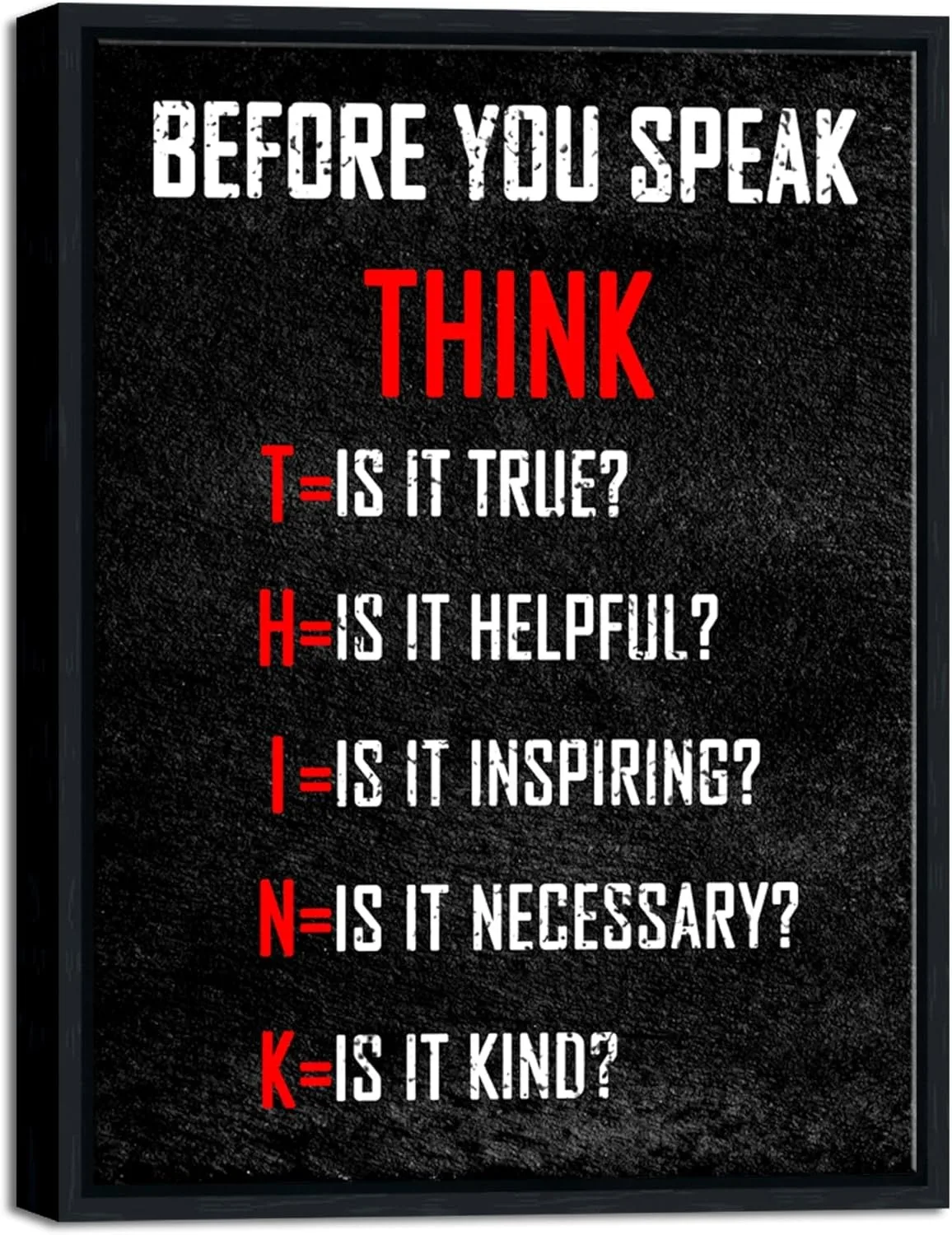 BIGIMAGE Modern Canvas Prints Wall Art Motivational Think You Speak Poster with Positive Quotes for Classroom Office Living Room
