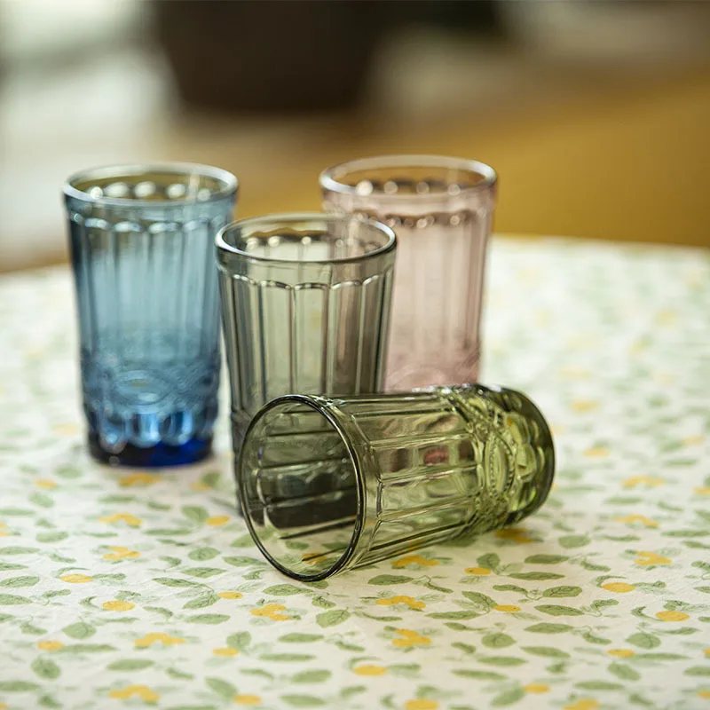 8 Oz 10 Oz Vintage Glass Cups Colored Water Wine Goblets Glassware European Style Whiskey Glass Retro Cup For Home Bar Party