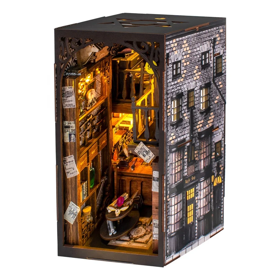 Hot Selling Handicrafts 3D Wooden Puzzle Magic Pharmacist DIY Book Nook For Gift Book Nook Kit