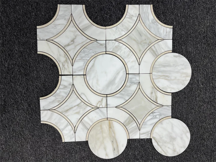 GOLDTOP Flooring 100% Natural Calacatta Gold Marble Mosaic Medallion Tiles For Hospitality Projects Floor Cover