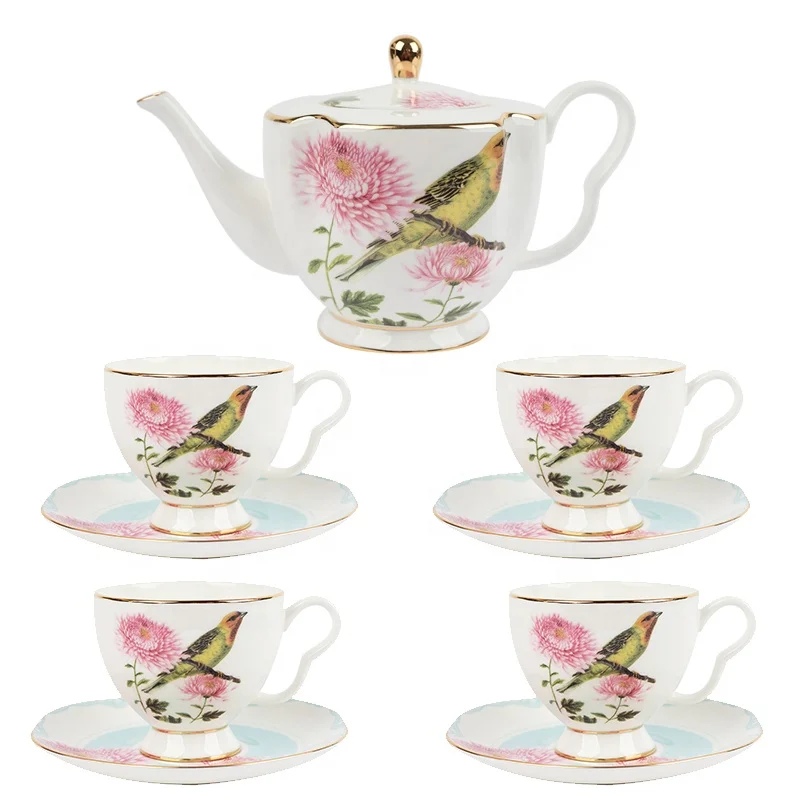 Британский послеобеденный чайный набор кофейных чашек Bone China, Европейский маленький роскошный керамический кофейный набор, Подарочный чайный сервиз с чайником