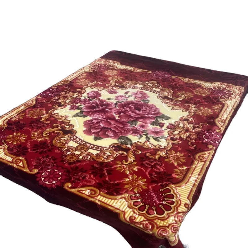 Super Soft Comfort Raschel Blanket Premium Promotion Custom Patterned Deluxe 100% Polyester Rectangle Solid Wearable Blanket 1PC