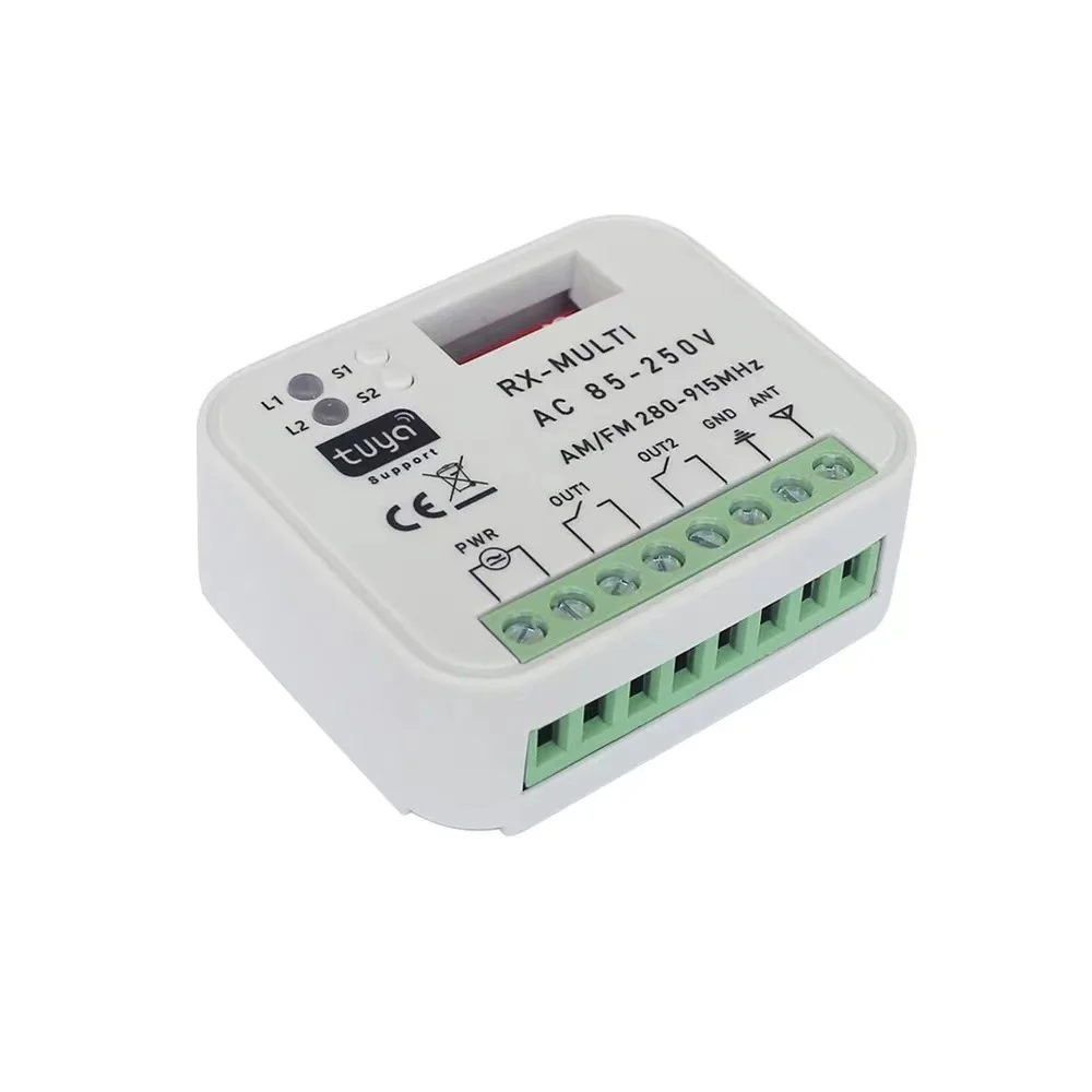 AC85-250V Universal TUYA WIFI Garage Door Receiver Multi Frequency 280-915MHz Gate Receiver Compatible with Nice Remote