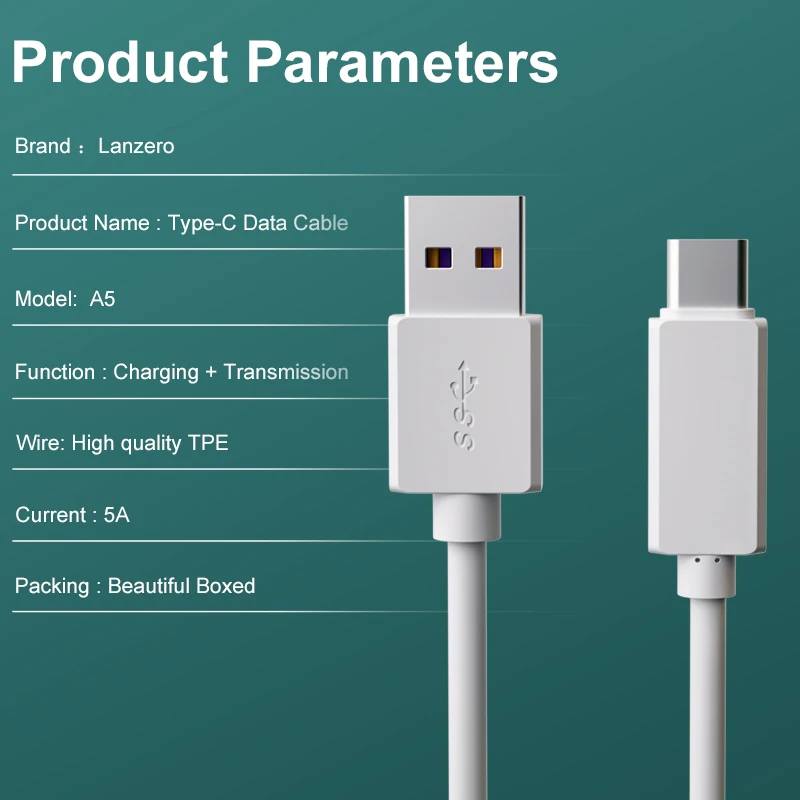  Lanzero оригинальный 5A Сверхбыстрая зарядка Type-C Micro Usb кабель для передачи данных