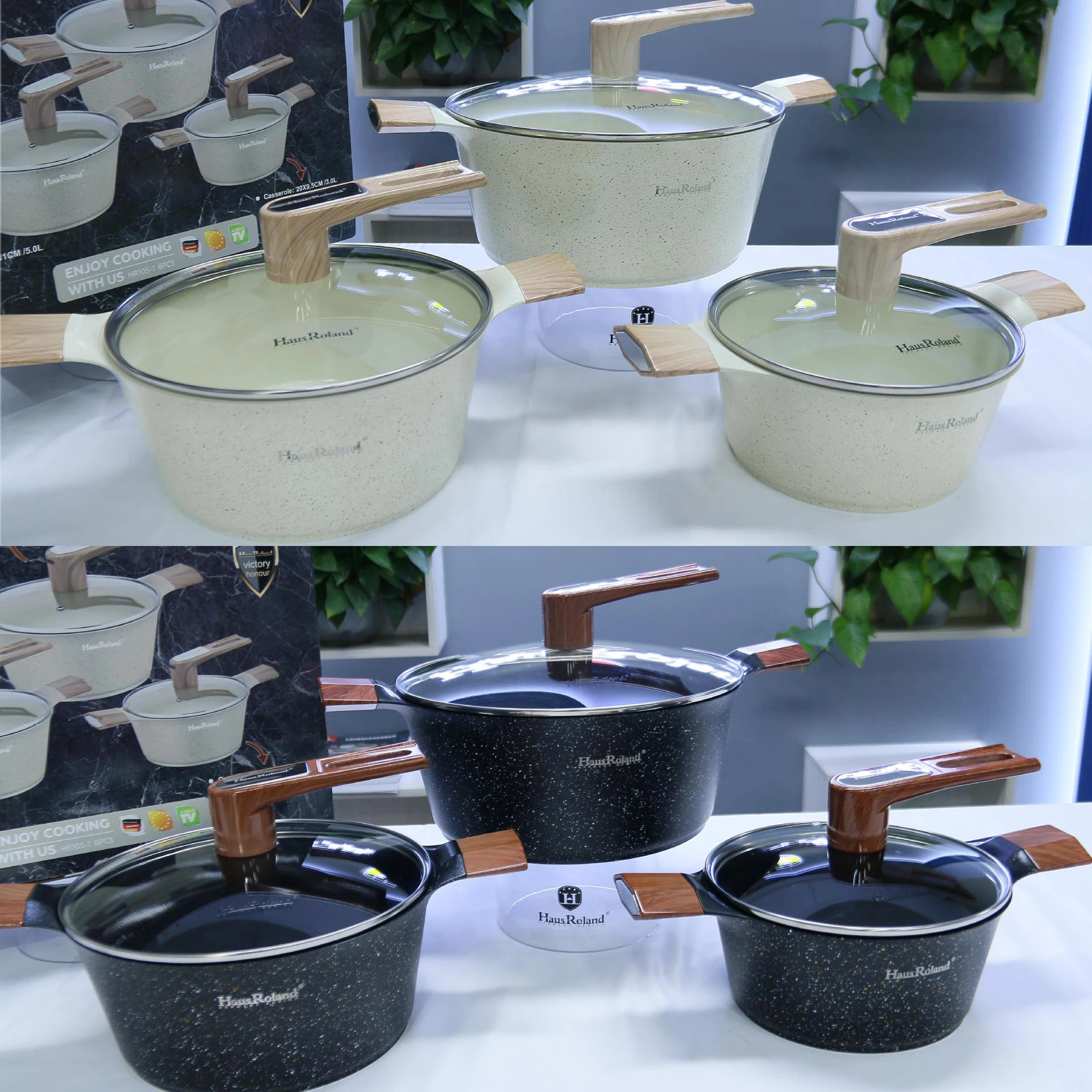 7pcs aluminum polished kitchen die cast granite cook duty cooking pots price press aluminum cookware set casserole of 7 pieces