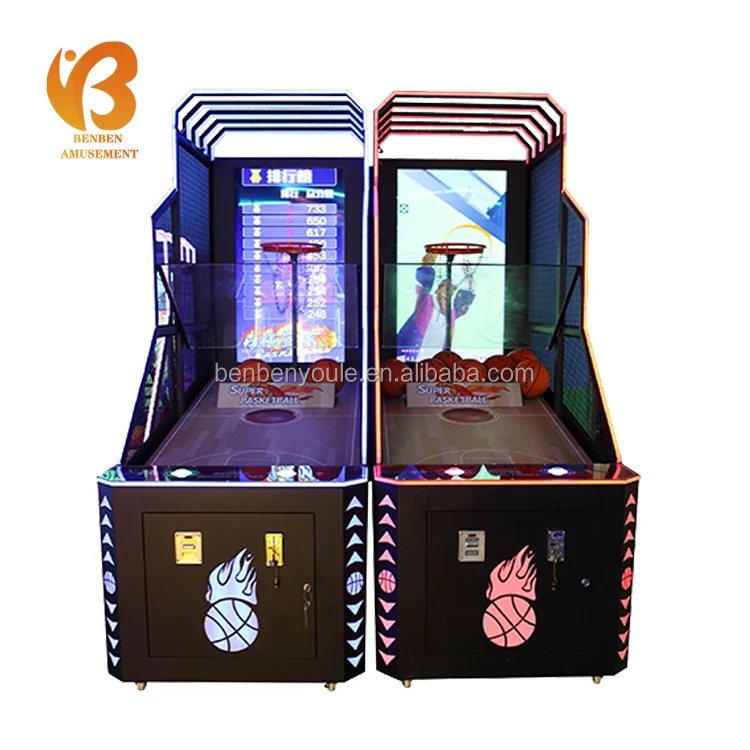 Commercial Upright Coin Operated Foldable Street Basketball Shooting Machine For Recreational Training