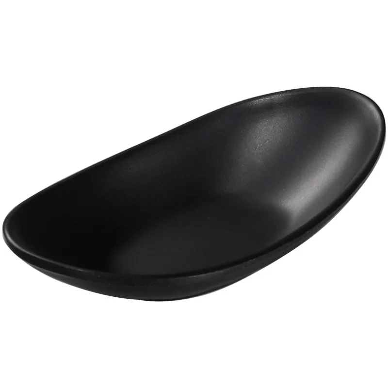 Hot Selling 100% A5 Melamine Black Oval Sushi Plate Custom Restaurant Hotel Service Dishes for Home Party