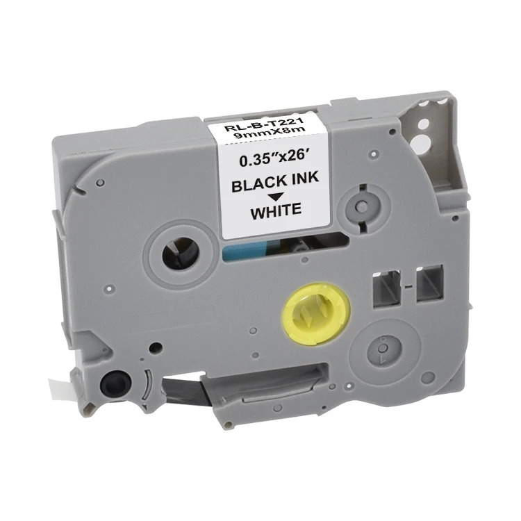 TZ 221 Tze221  9mm*8m Black On White Laminated Compatible brother p-touch tze-221