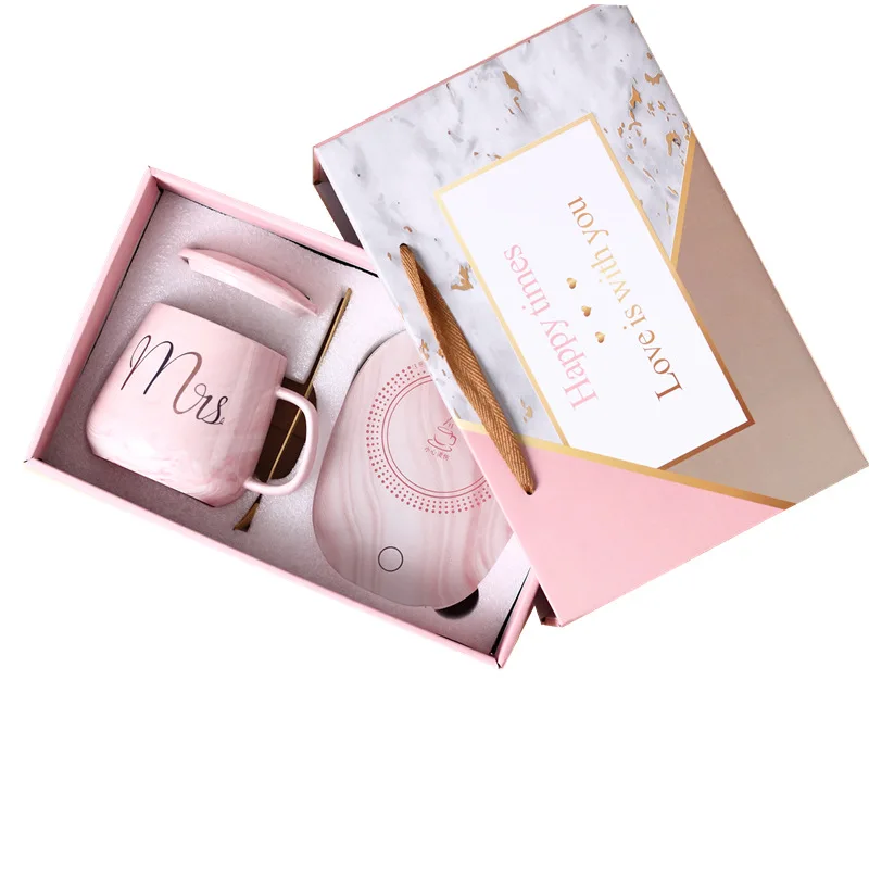 HYB OEM Tazze Da Caffe Ceramic Customized Smart Tea Coffee Mug Heater Cup Warmer Set For Gift