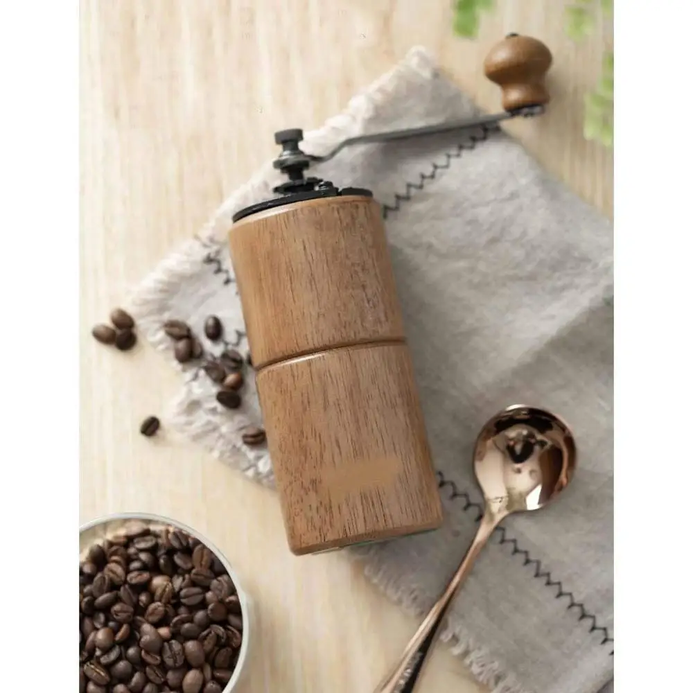 Food Grade Hand Cast Iron  Wooden Coffee Grinder Manuel Coffee Mills with Ceramic Burr