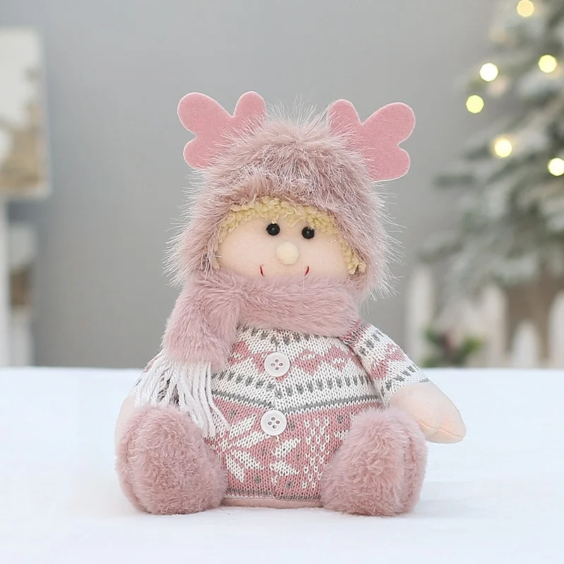 Pink Deer Christmas Figurine Long-Legged Girls Christmas Doll Ball & Tree Ornament Decoration Supplies