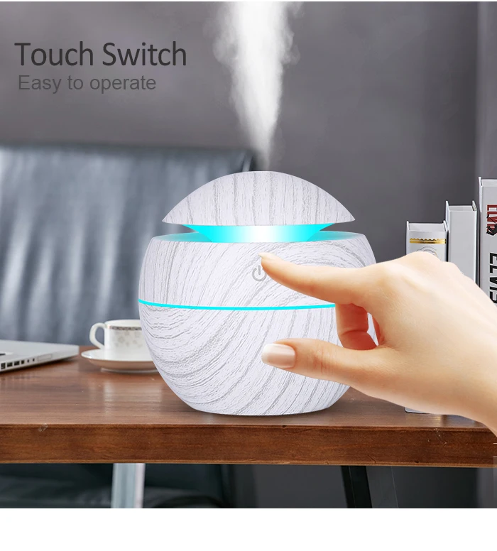 Home Office Mini Cool Mist Maker Electric Difusores Aroma Diffuser Wood Ultrasonic 130ML Air Humidifier Essential Oil Diffuser