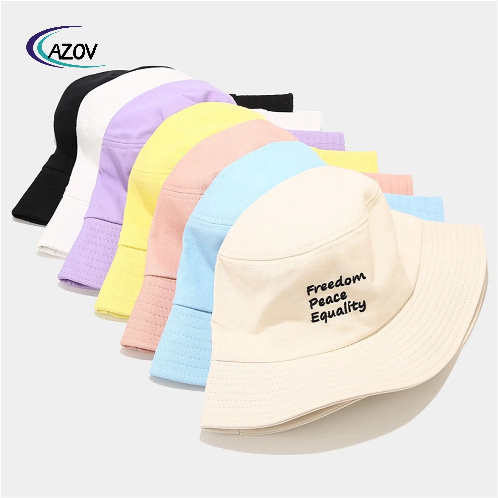Bucket Hat Summer Three-Row Letters Embroidery Trend Celebrity Fried Street Bucket Hat Outdoor Travel Sun Hat