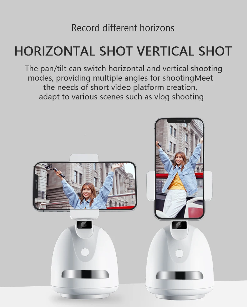 Face Tracking Cell Mobile Phone Holder Desktop Phone Stand with 360 Rotate Smart Object Track Camera Cradle for iPhone Android