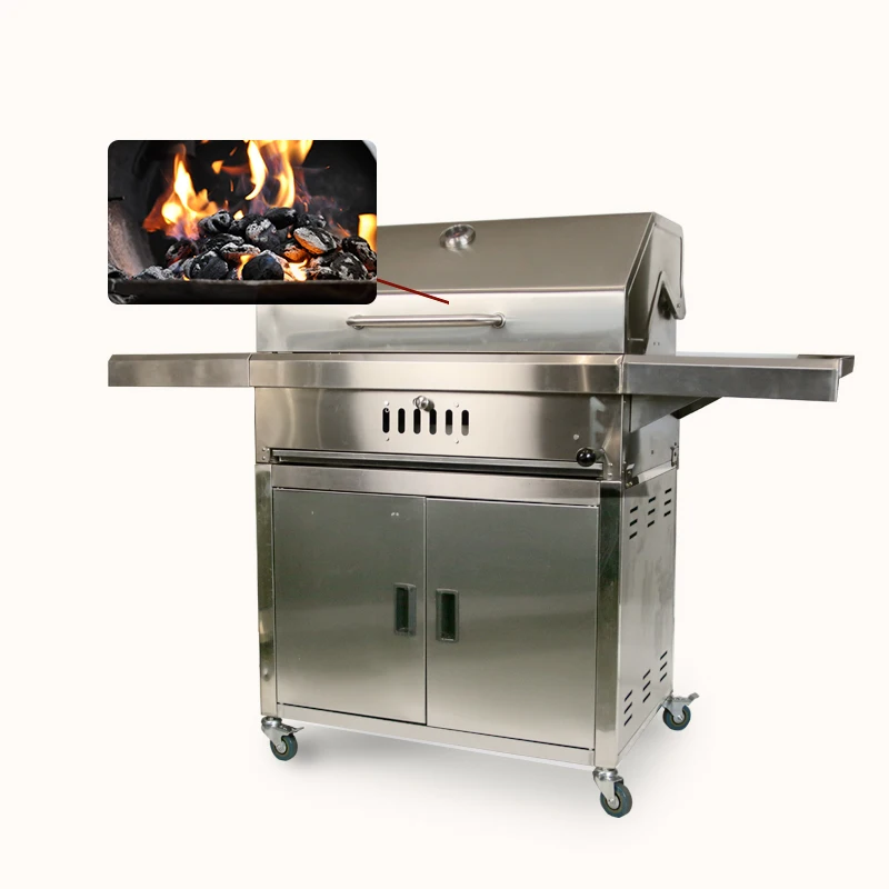 Garden courtyard stainless steel trolley charcoal barbecue bbq grill