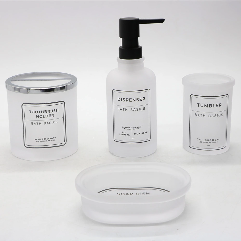 Aspire 4-Piece Luxury Bathroom Accessories Set  Printed Glass Bath Decorative Elegant Bathroom Decor