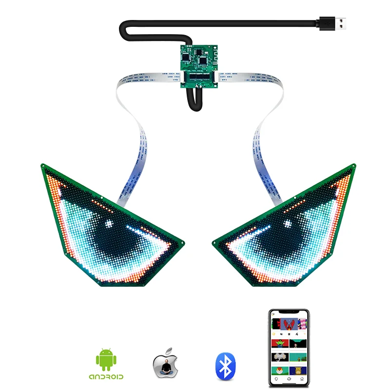 App Control Programmable Winking Eye Led Display Screen Panel Led Eagle Eye Blinking Screen for Backpack Bags Cars Clothes