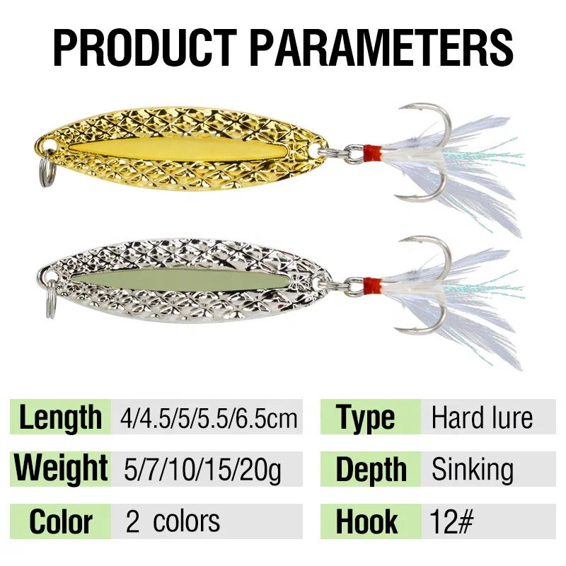 New Design 5g 7g 10g 15g 20g Glow In Dark Leech Luminous Metal Spoon Fishing Metal Spinner Fishing Lure