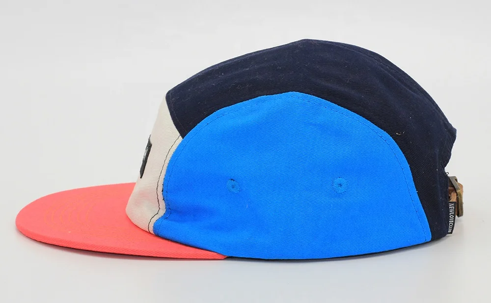 
Alegria New Fashion Wholesale Flat Brim Cotton Custom Color Block 5 Panel Camp Hat 