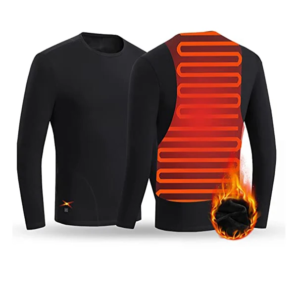 Heated Thermal Tops for Men Women Electric Heating Thermal Shirts Long Sleeves Underwear Fleece Lined for Cold Weather
