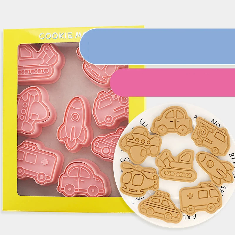 2022 Hot Selling Cartoon Car Shape Biscuit Mold 3d Pressure Cookie Mold For Children