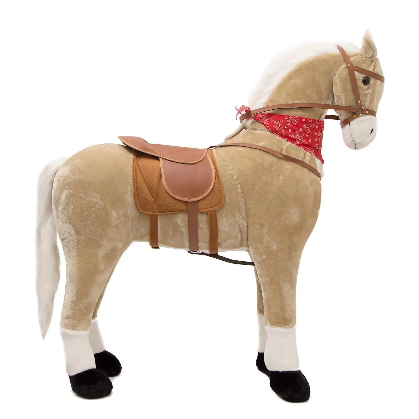 Black colored plush standing horse at 125cm height