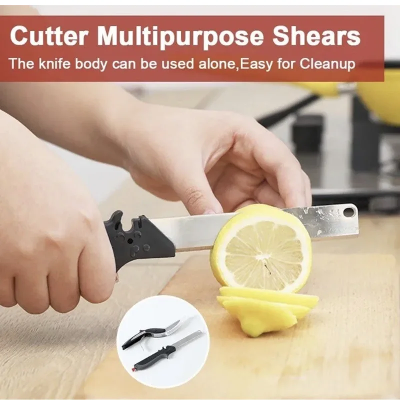 Kitchen Cutter Clever Multipurpose Scissor Stainless Steel Vegetable Slicer Fruit Cutter Kitchen Knife with Cutting Board