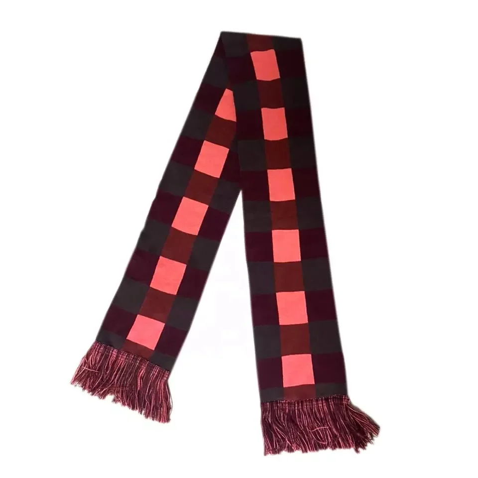High Quality Men Double Layers  Jacquard Winter Acrylic Scarves Custom Acrylic  Women Checked Knit Scarf