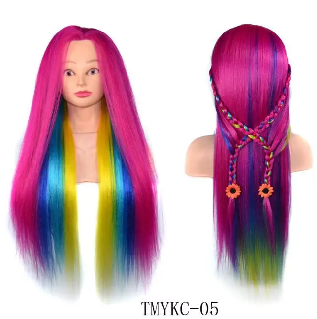 
Wholesale Colorful Manikin Rainbow Dolls Head With 60cm Long Hair Hairdressing Cosmetology Salon Mannequin Training Head 