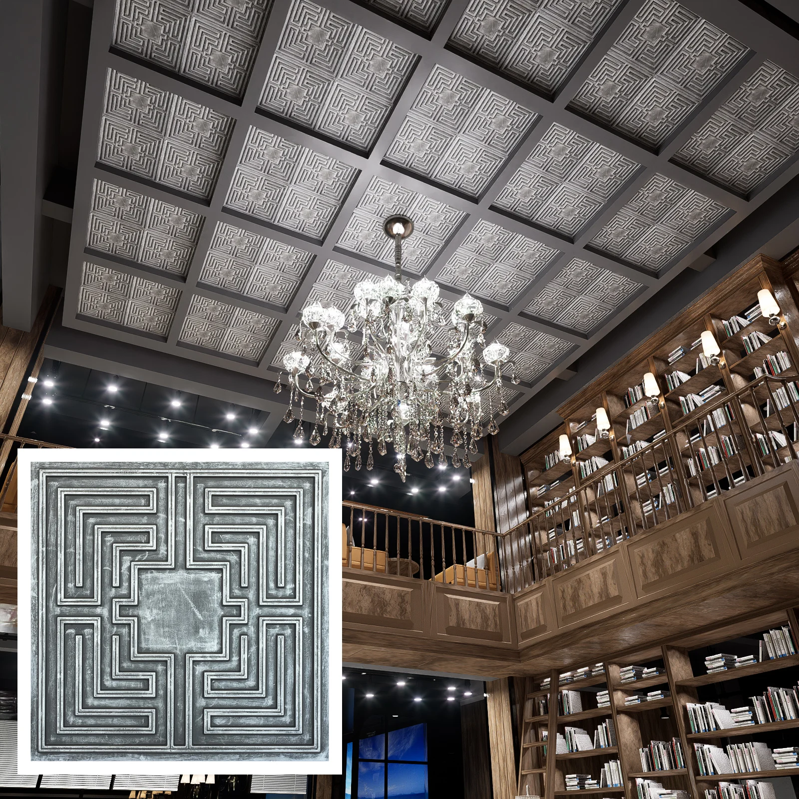 Decorative tin wall tile Easy to Install PVC Panels for Cafe Club PL25 Antique tin