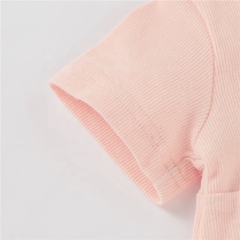 Ribbed Short Sleeve Baby Girl Cotton Dresses