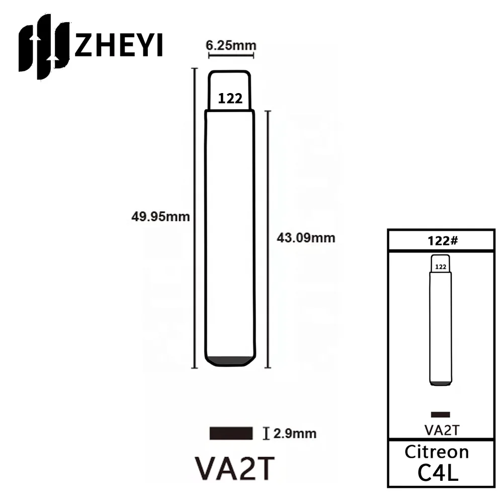 VA2T 122# Universal Uncut Remotes Flip Key Blade For Citroen C4L Original 122# Blank key blade uncut for car remote control key