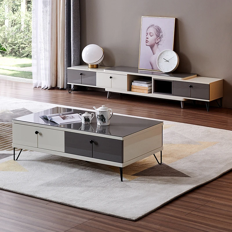 120797K Quanu nordic round corner metal feet latest design living room furniture morden tv stands