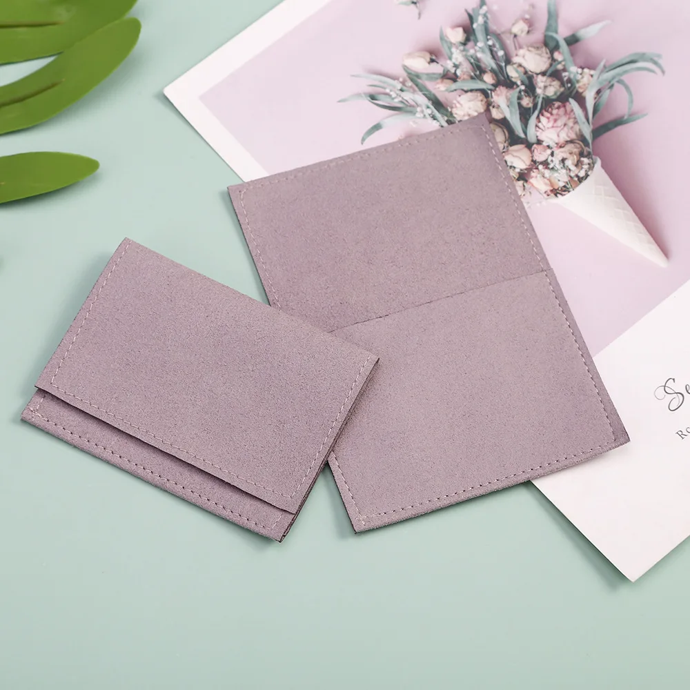 Small Chic Envelope Flap Dust Packaging Display Suede Microfiber Jewellery Gift Pouches Travel Packaging Mini Jewelry Pouch Bag